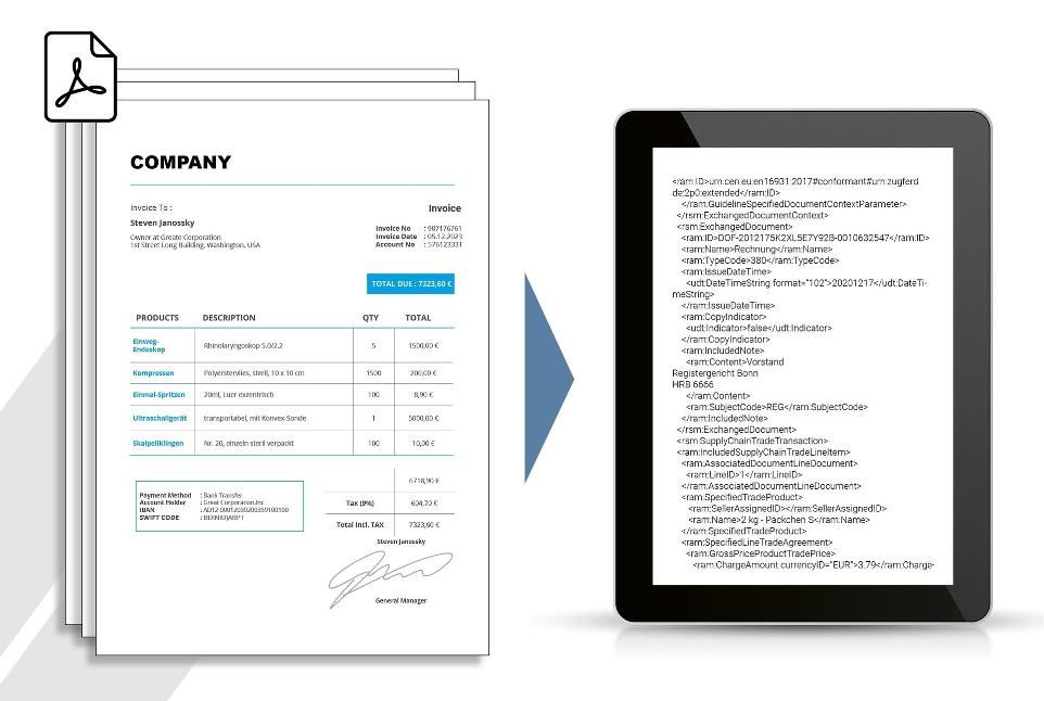 PDF-Rechnung in E-Rechnung umwandeln